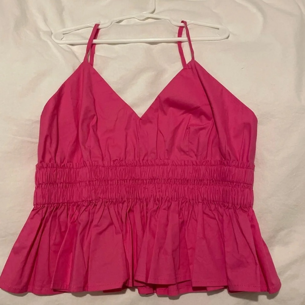 hot pink ruffle top